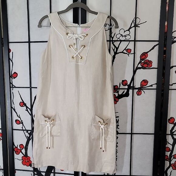 Lilly Pulitzer Sleeveless Linen Mini with Lace-Up Detail - Picture 1 of 11